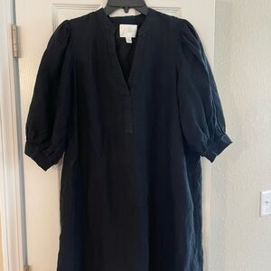 Lilly Pulitzer Black Puff-Sleeve V-Neck Shift Dress